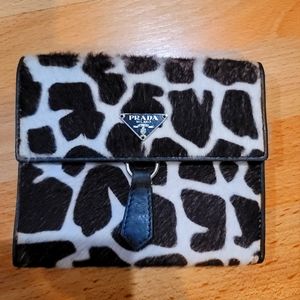 Prada pony hair trifold small wallet
